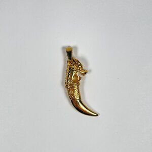 Gold Wolf Tooth Horn Pendant